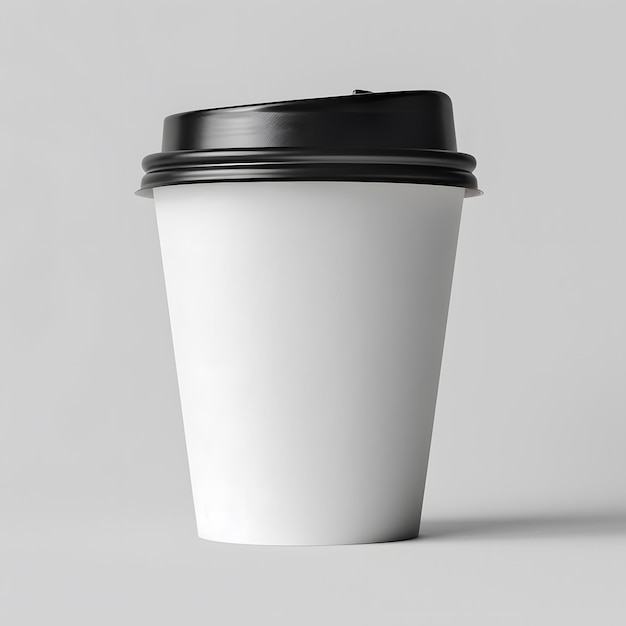 Photo a white cup with a black lid that says  espresso  on the bottom