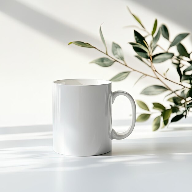 Photo a white cup with a handle that says  coffee  on it