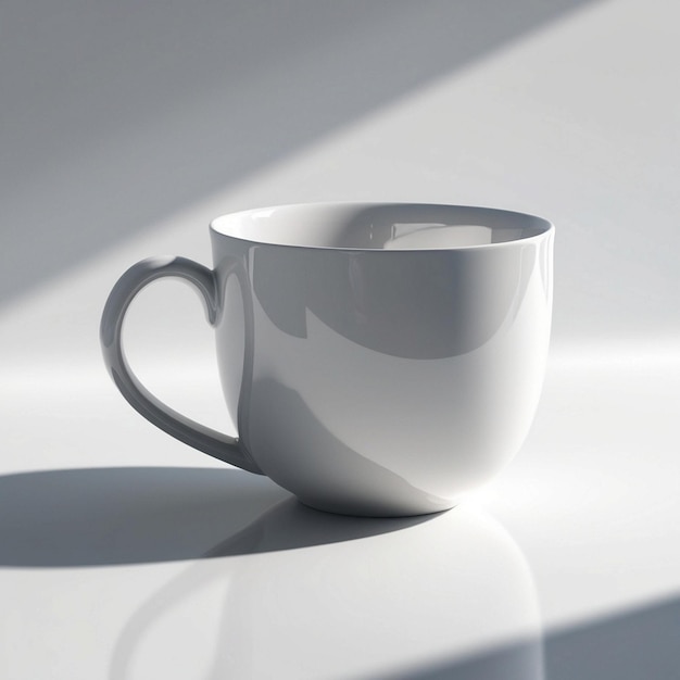 a white cup with a handle that says quot tea quot on it