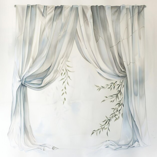 White Curtain and Leaves Background Journal and Card Background