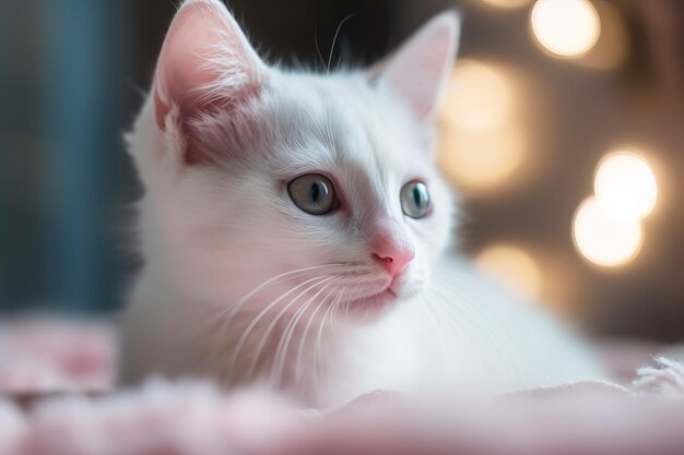 White cute kitten portrait Generated ai