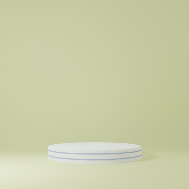 White cylinder product stand in light green background 3d rendering