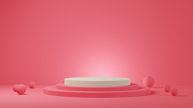 White Cylindrical podium on a pink pastel background