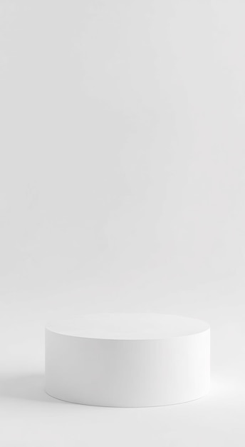 White cylindrical podium on a white background