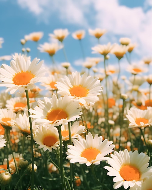 White Daisies Growing in the Middle of a Field