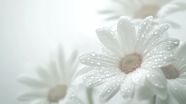 Photo white daisies with dew drops