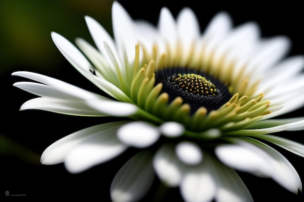 A white daisy with a black spot on the center