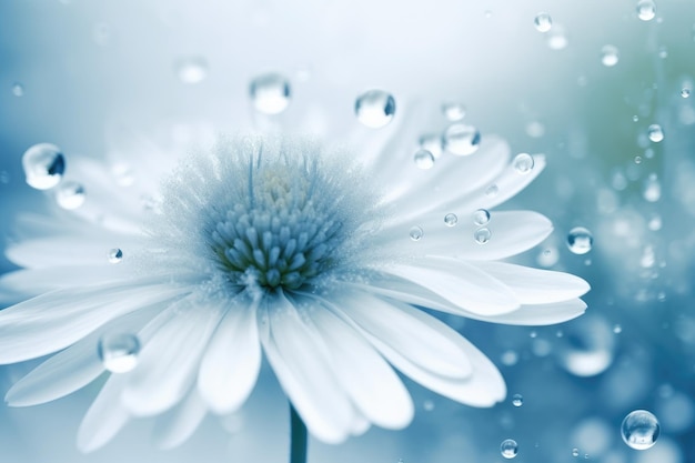 A white daisy with water drops on it