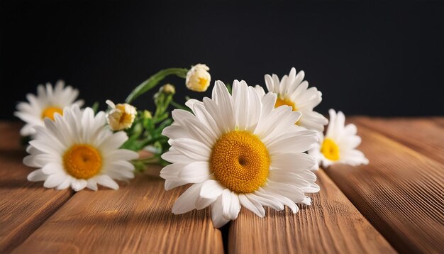 a white daisy with a yellow center and a black background