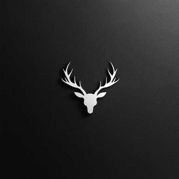 Photo white deer silhouette on black textured background