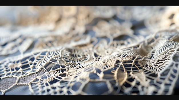 Photo white delicate lace fabric macro shot