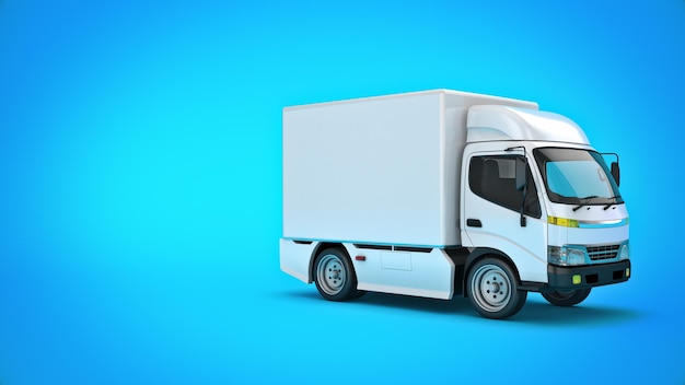 white delivery truck 3d rendering