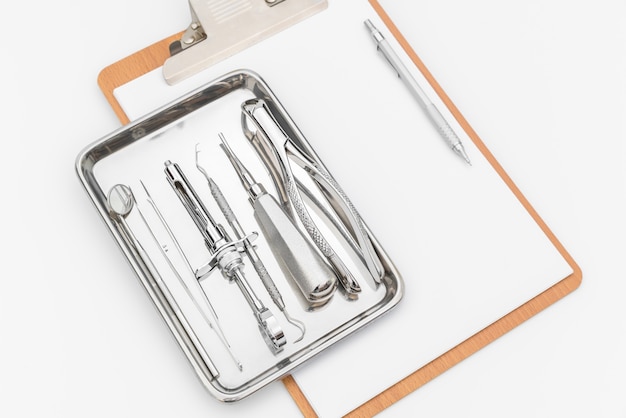 white dentist set healthcare clinic