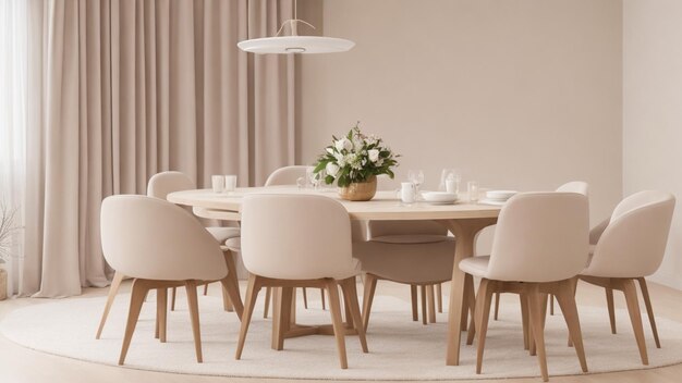 Photo a white dinning table with chairs