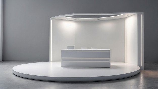 a white display case with a white shelf that says quot the name quot on it