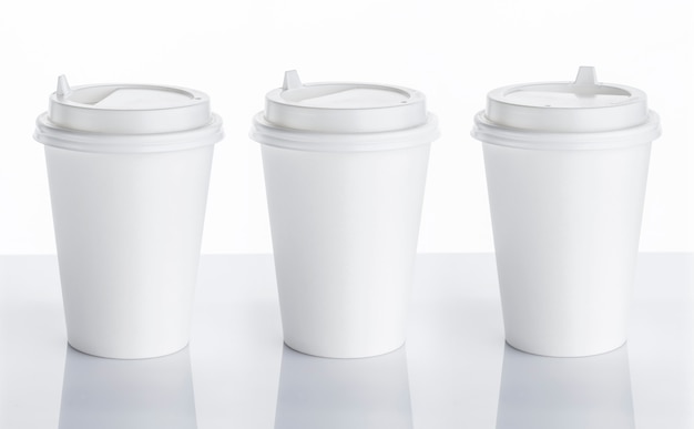 White disposable paper cups