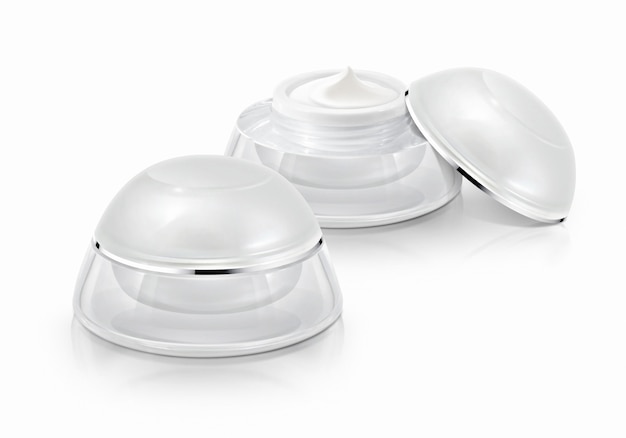 White dome cosmetic jars