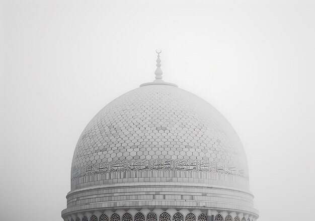 Photo a white dome with a cross on it is in the fog