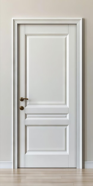 Photo a white door in a room with a wooden floor