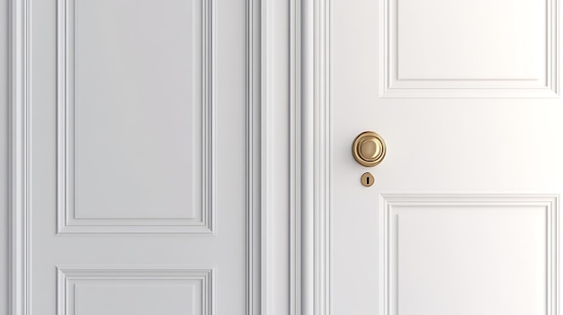 Photo white door with gold door knob and keyhole