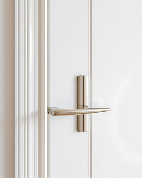 Photo a white door with a gold handle and a white door handle