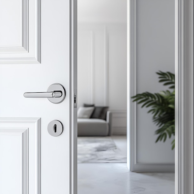 a white door with a lock isolated on transparent background