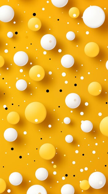 Photo white dots circles balls on yellow background abstract image texture pattern wallpaper cover