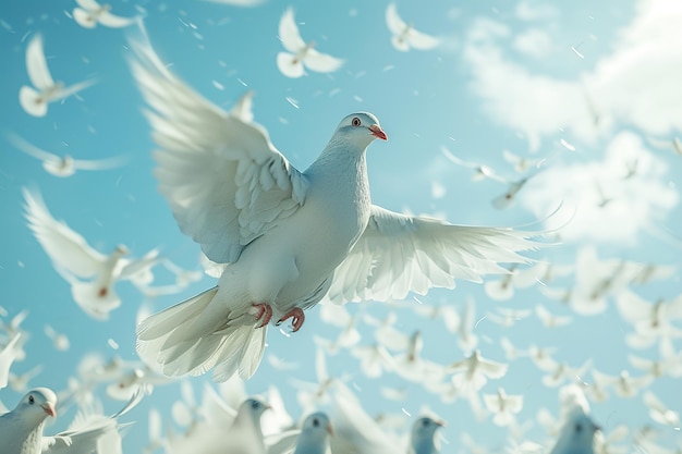 White Dove in Flight