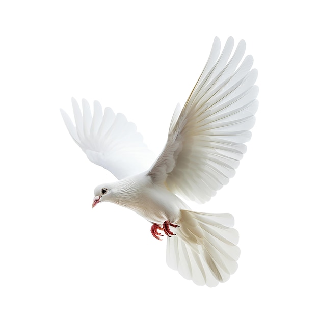 Photo white dove flying against white background high definition photography