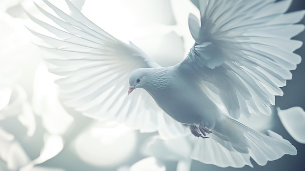 Photo white dove flying in the sky