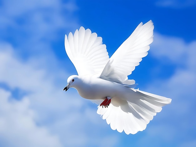 White dove flying in the sky