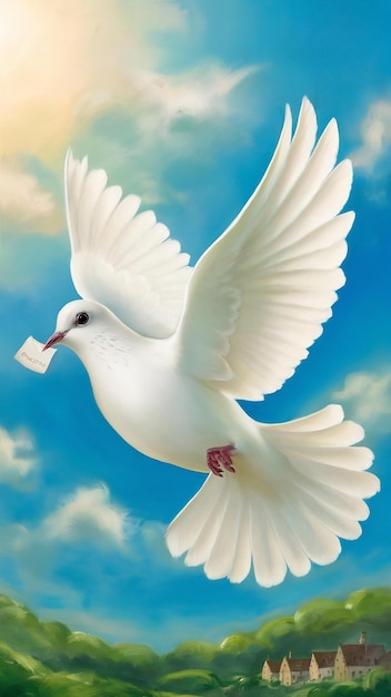 White dove flying in the sky