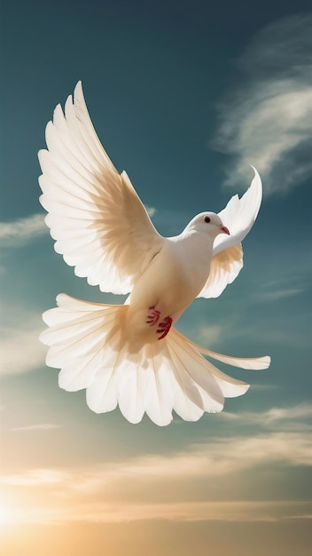 White dove flying in the sky