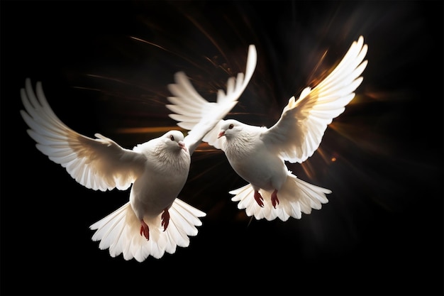 white dove isolated on a white background flying bird with wings spread