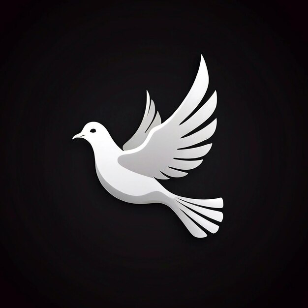 Photo white dove of peace on a dark background logo icon design peace antiwar symbol art