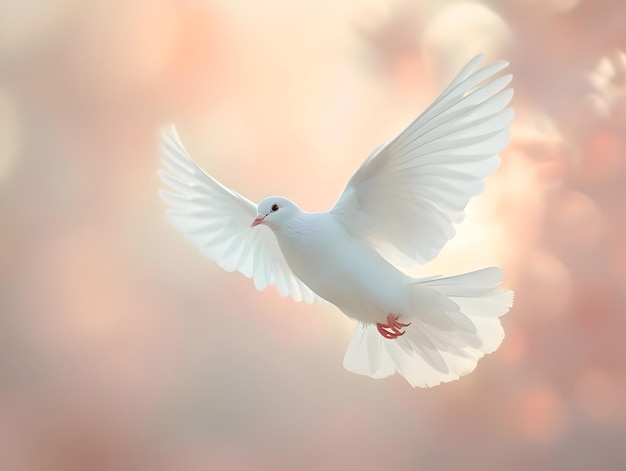 White dove of peace professional color grading with soft shadows on a light background High quality