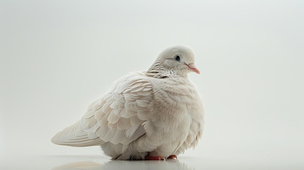 Photo white dove sitting on a white background