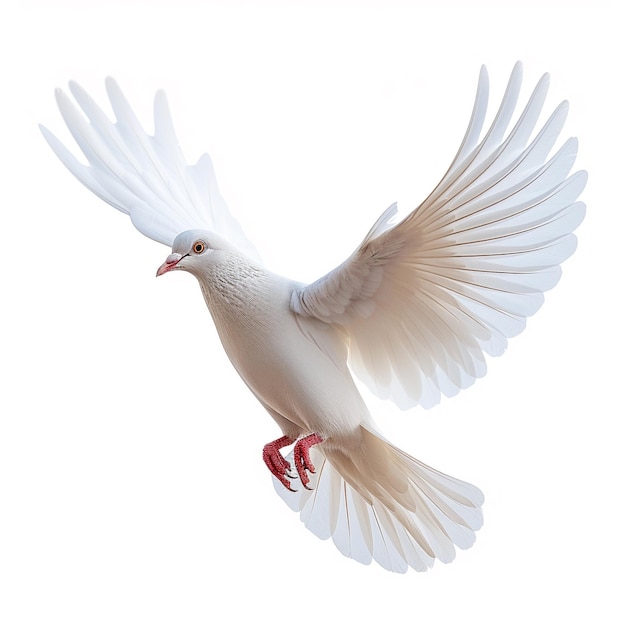 a white dove with a red label that says quot a red heart quot on it