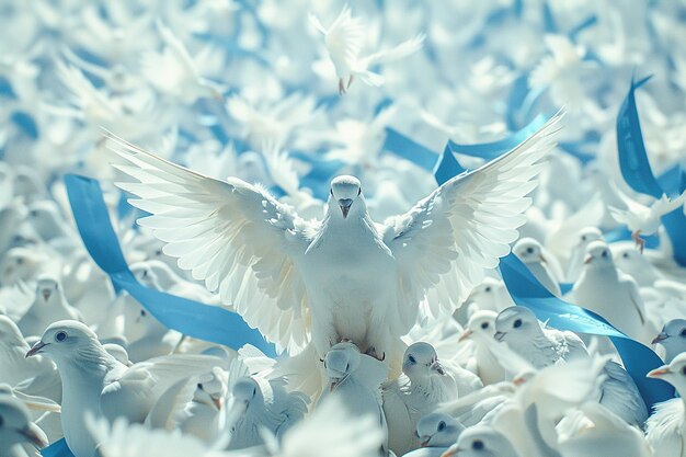 White Doves in Flight