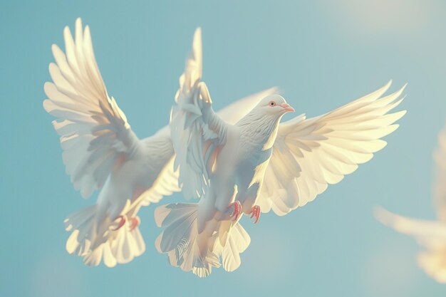 White Doves in Flight