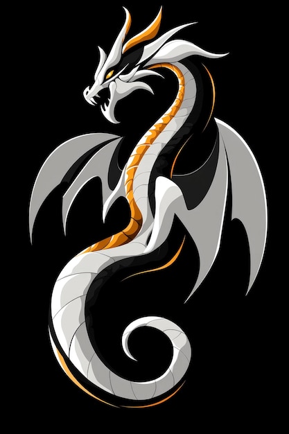 White Dragon with Golden Spikes Illustration