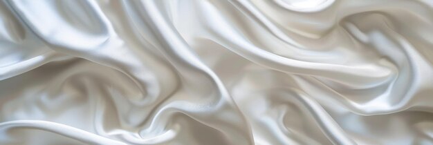 Photo white drapery silk fabric background wavy satin cloth texture pattern smooth shiny drape material