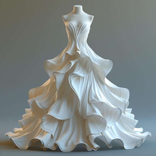 a white dress with a dress on it is made by a bride