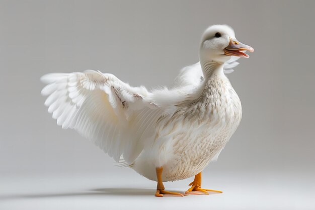 White duck happy expression full body shot isolated on white background high resolution photogra