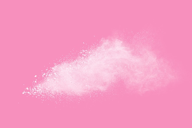 white dust particle splash isolated on pink background