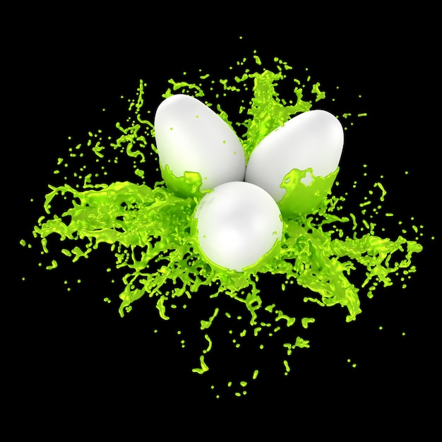 White Easter eggs with spray paint 3D illustration