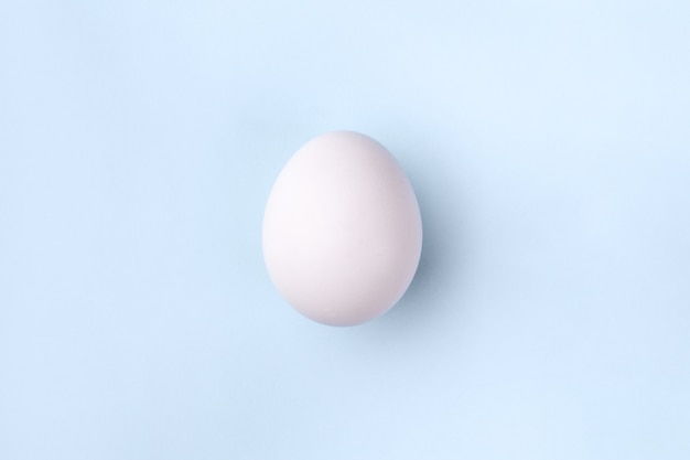 White egg on blue background