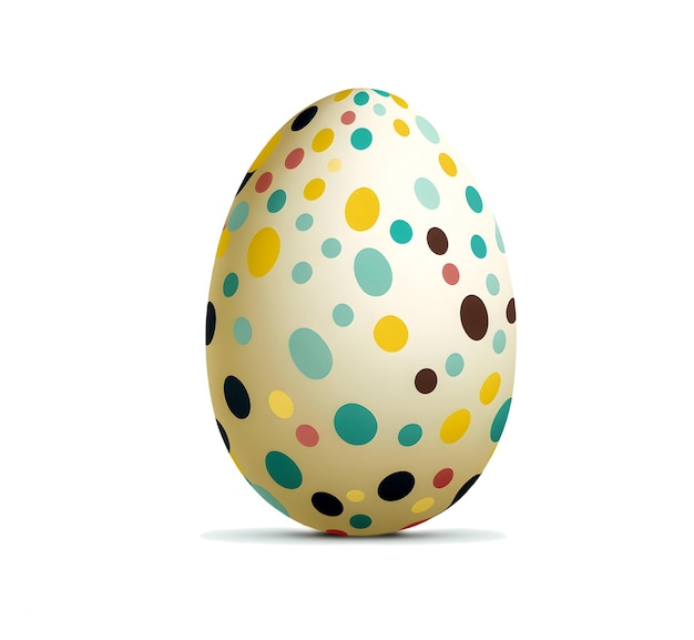 White egg in a polka dot pattern on a white background isolated object