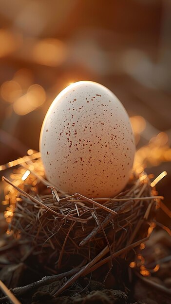 a white egg with a golden background and the sun shining on it