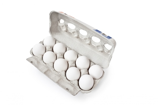 White eggs in carton box